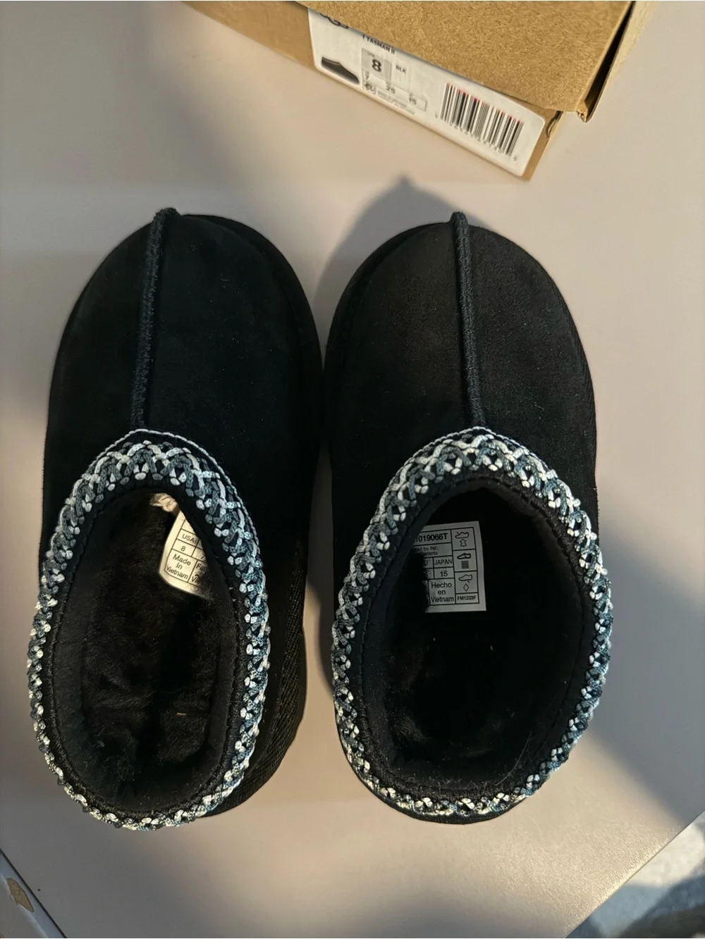 UGG Kids Black Moccasins with Knit Cuff